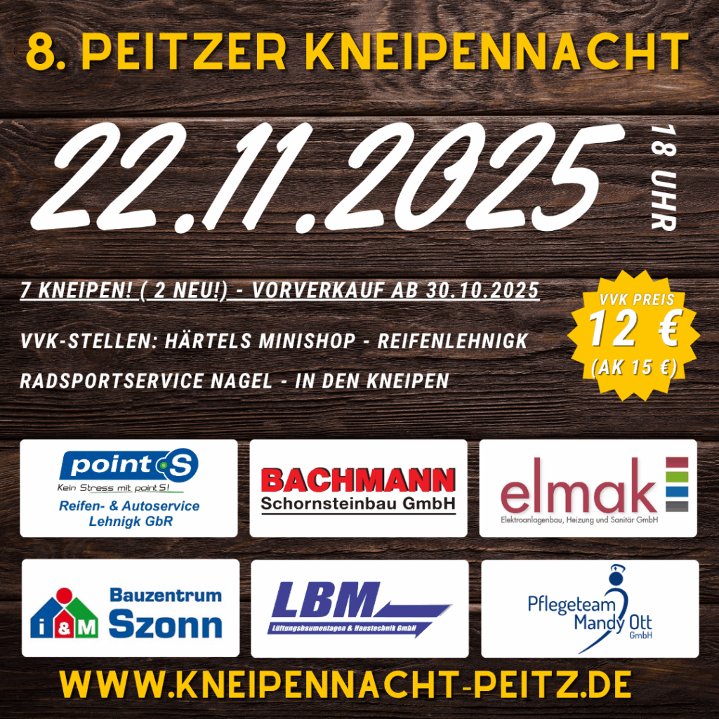 Peitzer Kneipennacht 2025 Musik Kneipen Bands Vorverkauf